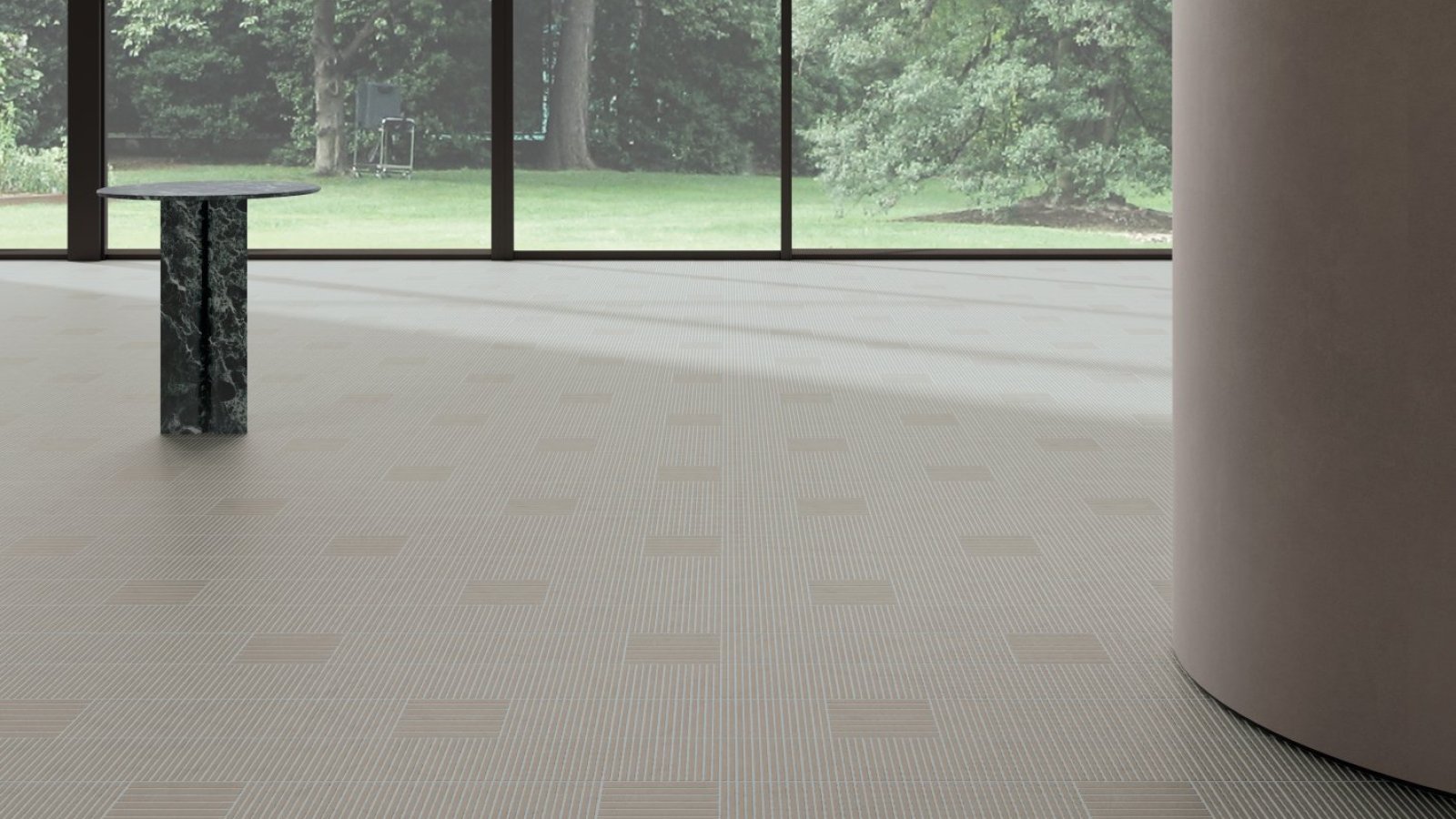Fringe porcelain surface by Mutina with engraved segments