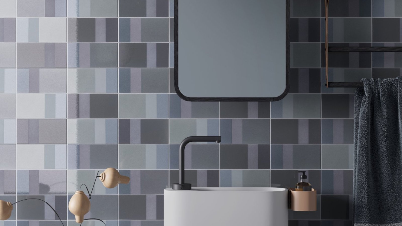 Diarama tile wall by Mutina with painterly effect