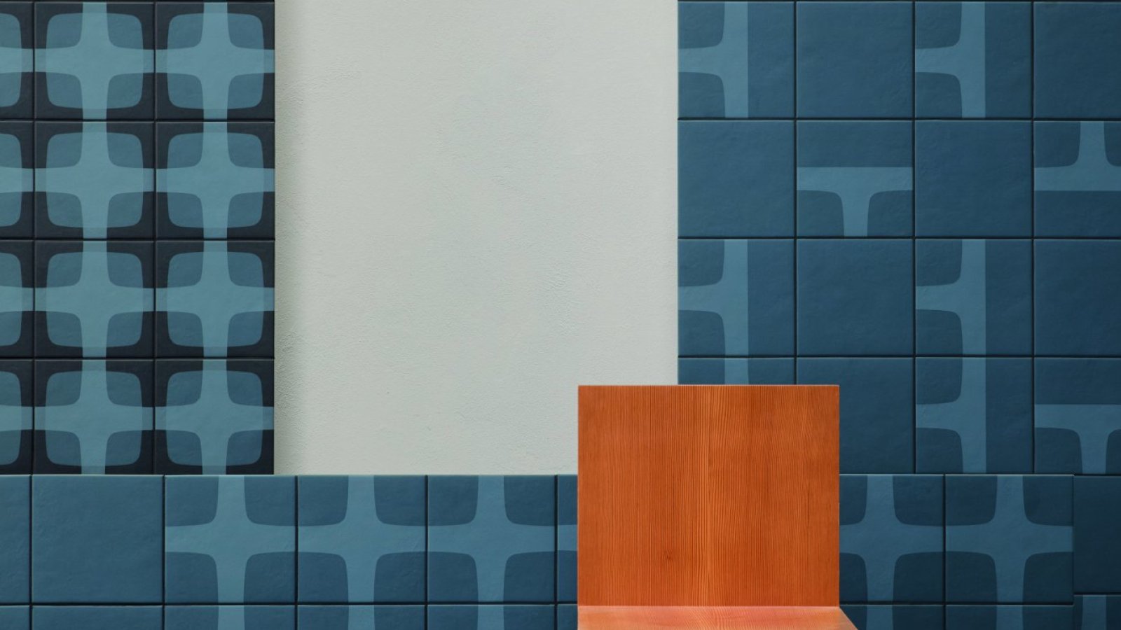 Betty porcelain wall by Mutina with Night Blue grid