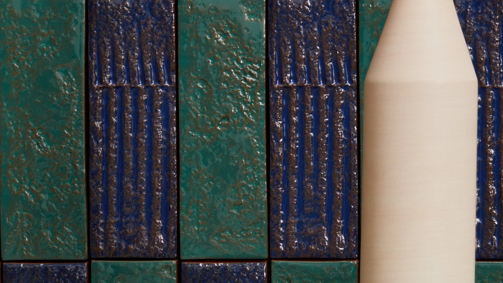 Chamotte glazed brick wall by Mutina in glossy colours
