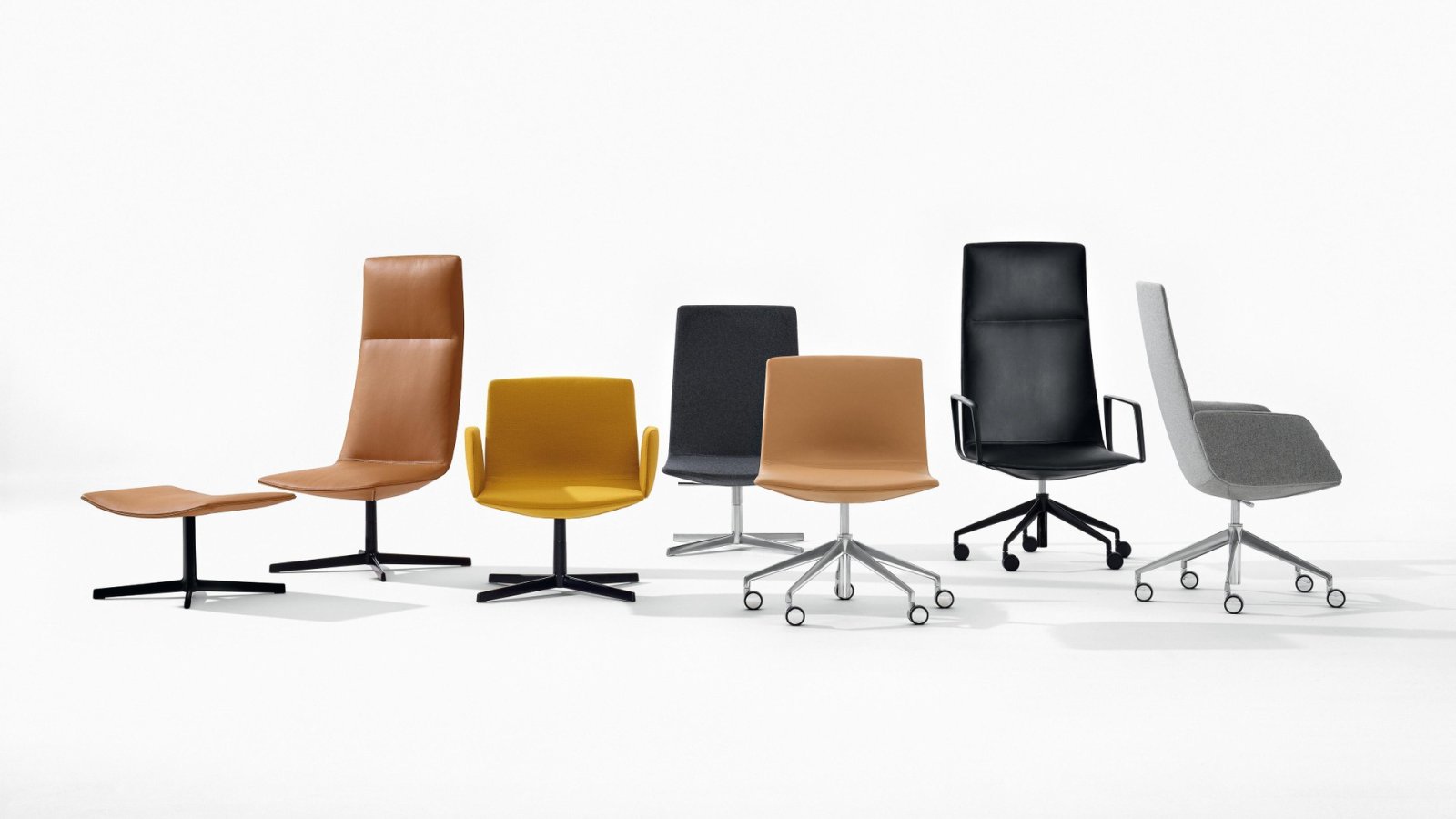Conference chairs Catifa Sensit by Arper in three backrest heights
