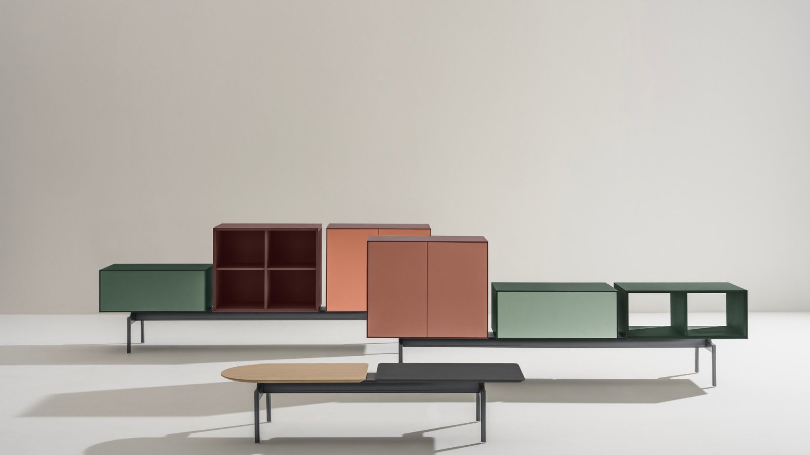 Semiton modular storage system by Arper in a coworking space