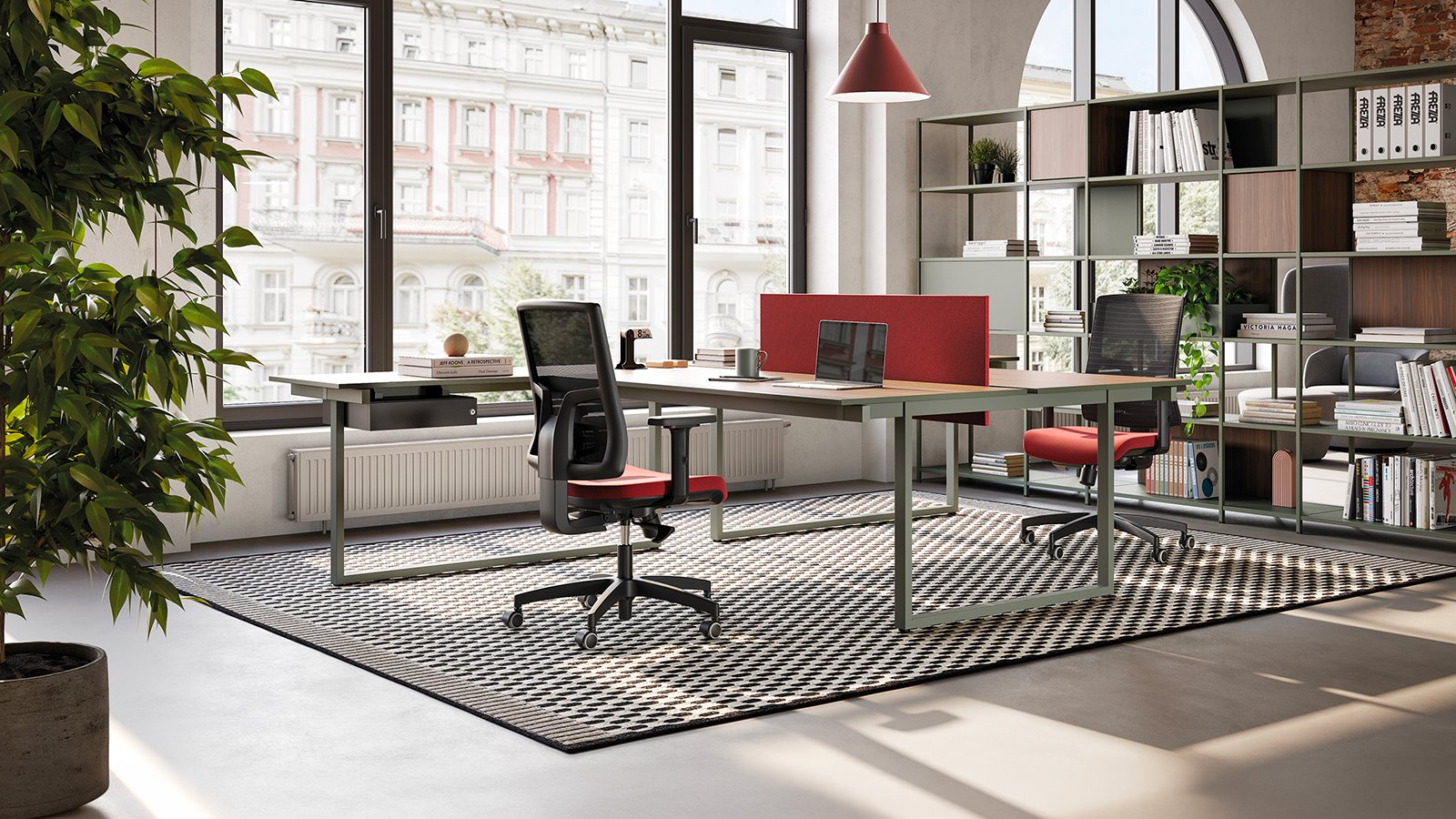 Be.1 modular meeting table in a seminar room