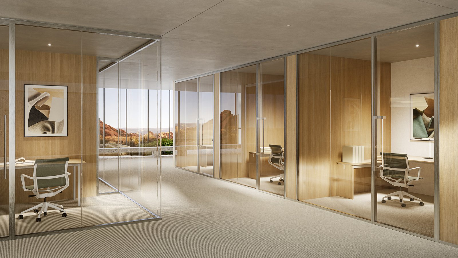 Slender partition walls by Citterio in a corporate office