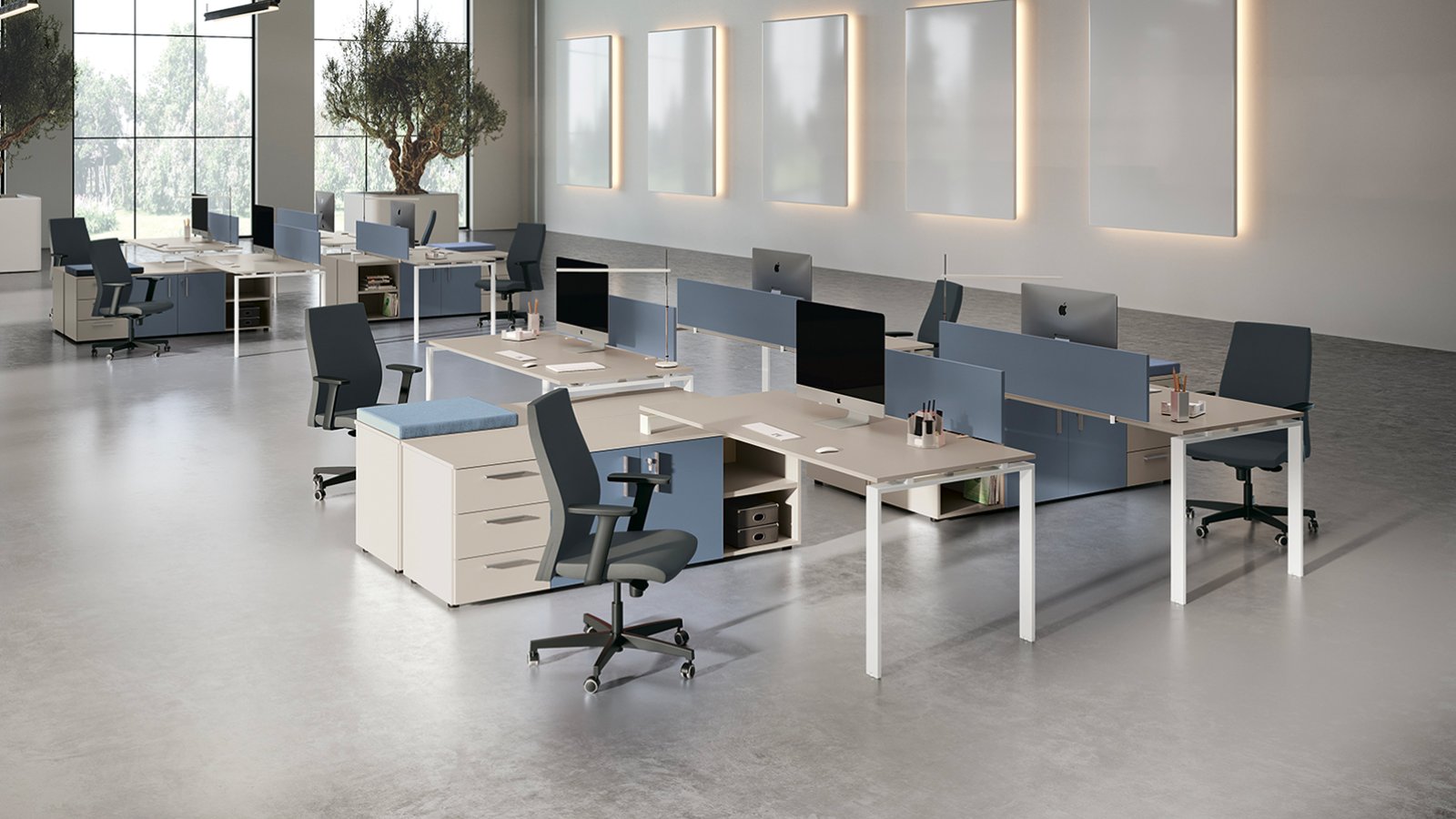 Sound-absorbing screen of the Loft series
