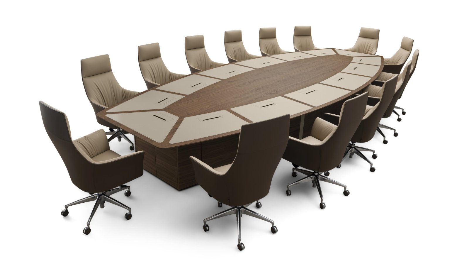 Corniche conference table by i4Mariani with cabinet base