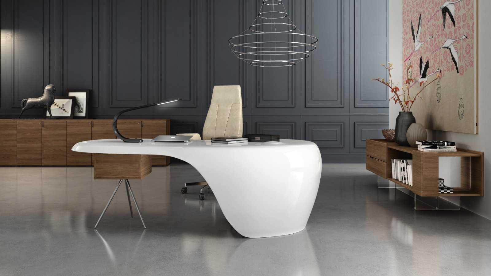 Uno designer desk by Della Rovere with storage box