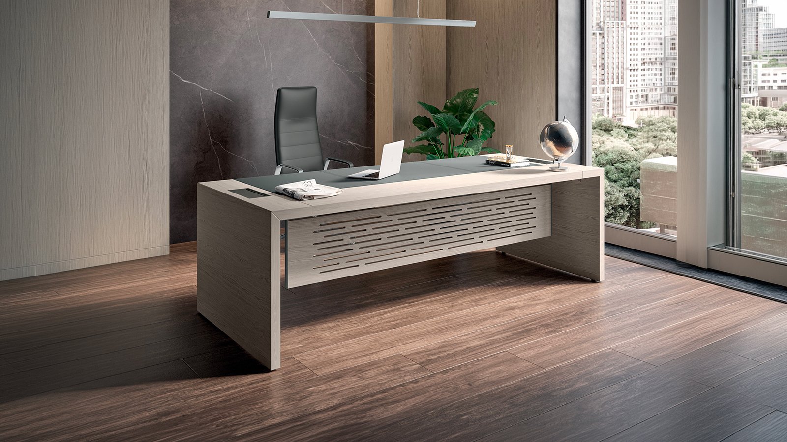 Designer office table e-10 by Quadrifoglio set for a review meeting