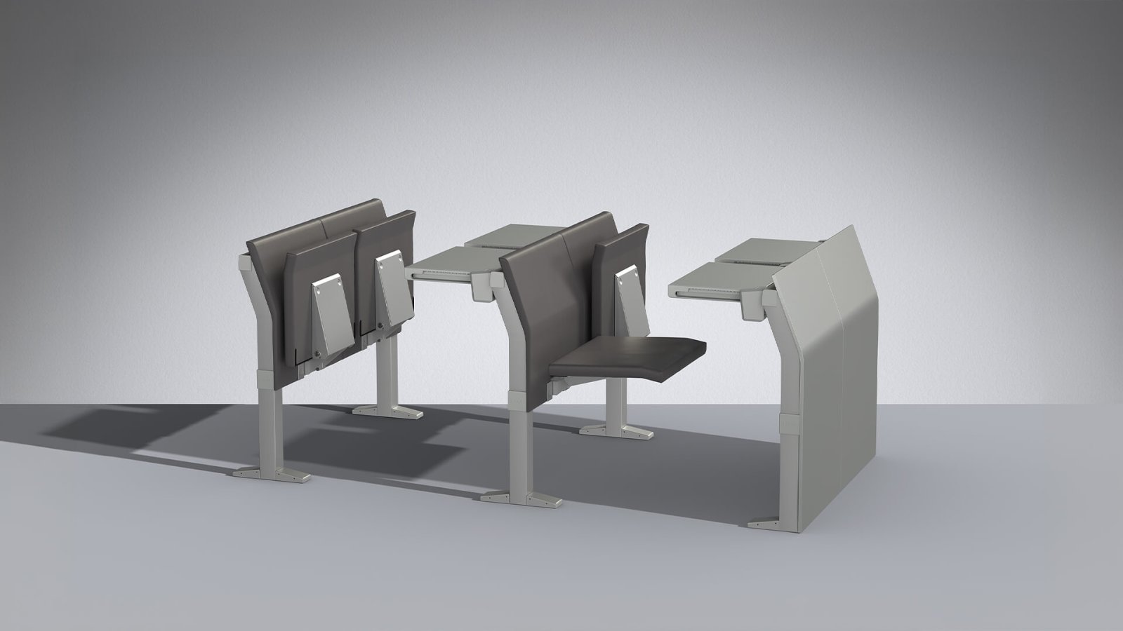 Lamm E4000 benches installed across a tiered lecture hall