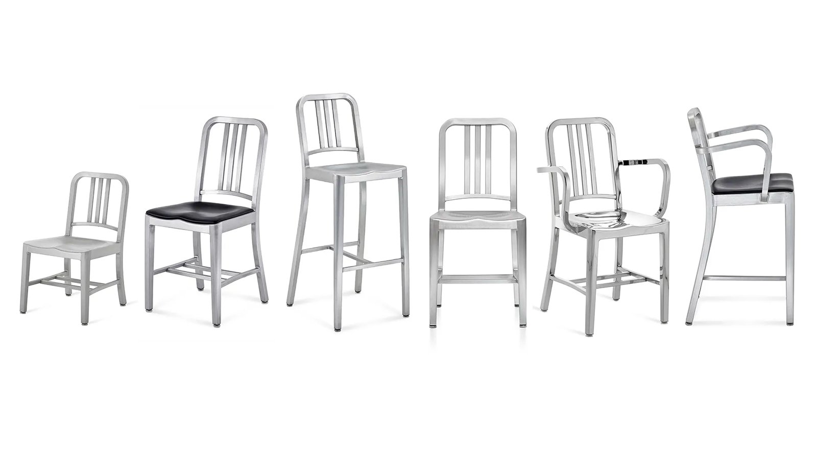 Luxury designer chairs Navy 1006 by Emeco in a corporate cafeteria
