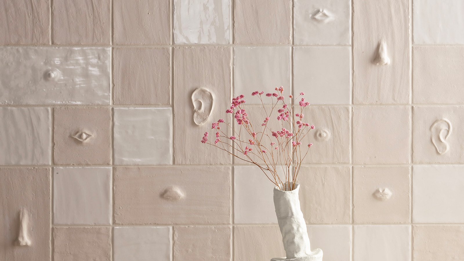 Faces & Figures by Mutina, eight-piece Face mix over Chalk Matt grounds