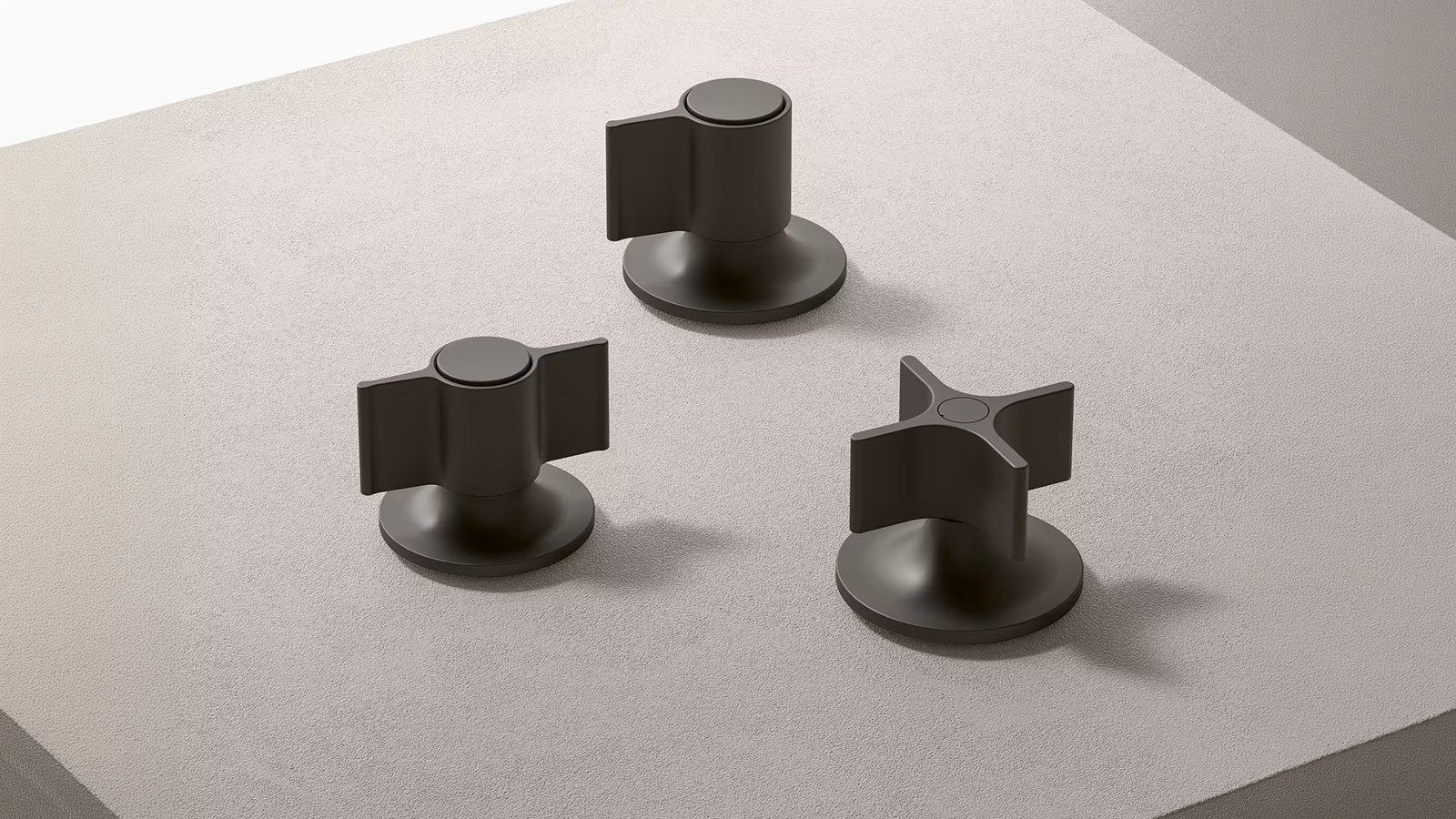 Polished nickel basin set by Fantini from the Flora series, two-wing handles