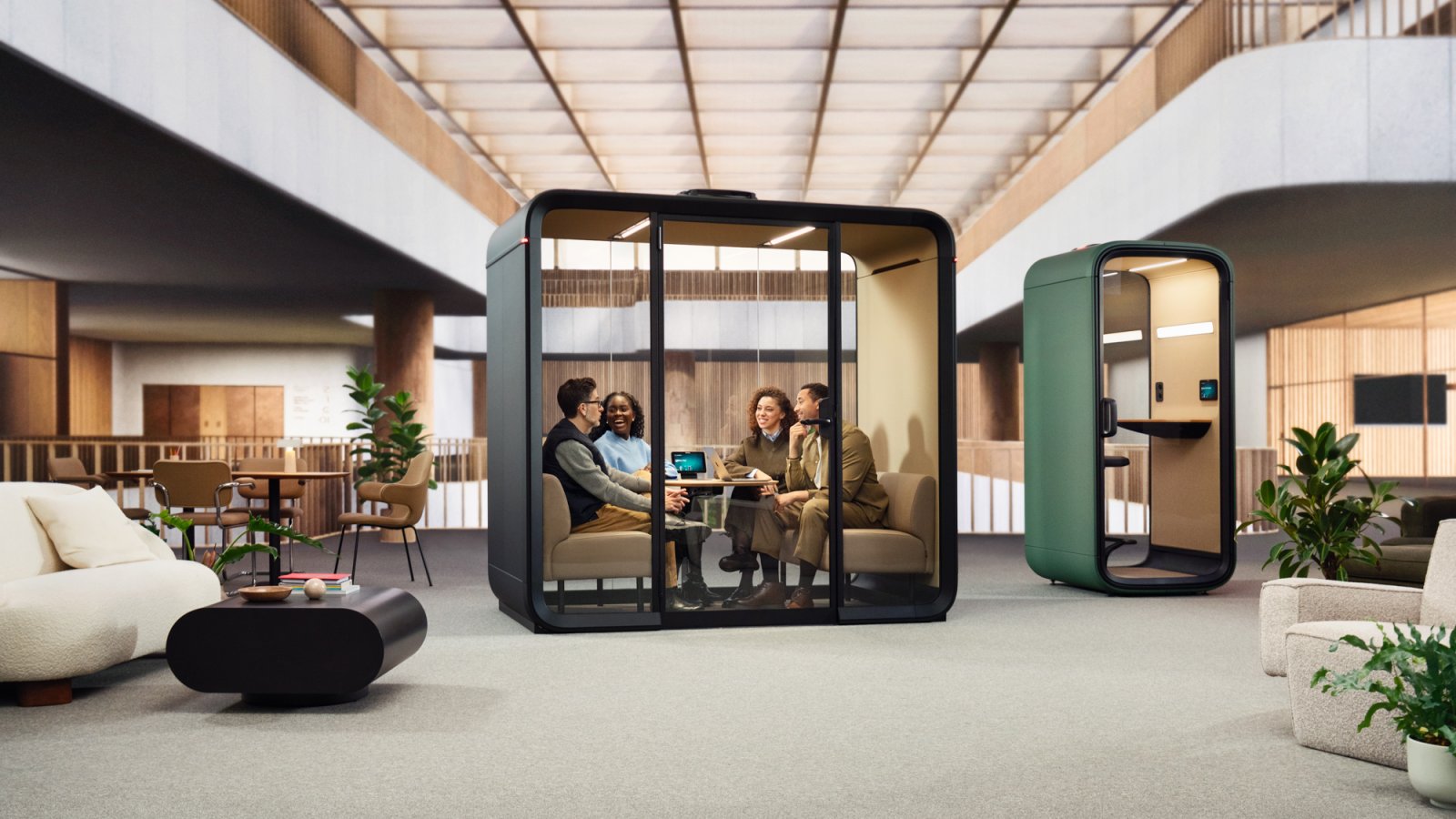 Framery Four meeting pod in a busy Indian office
