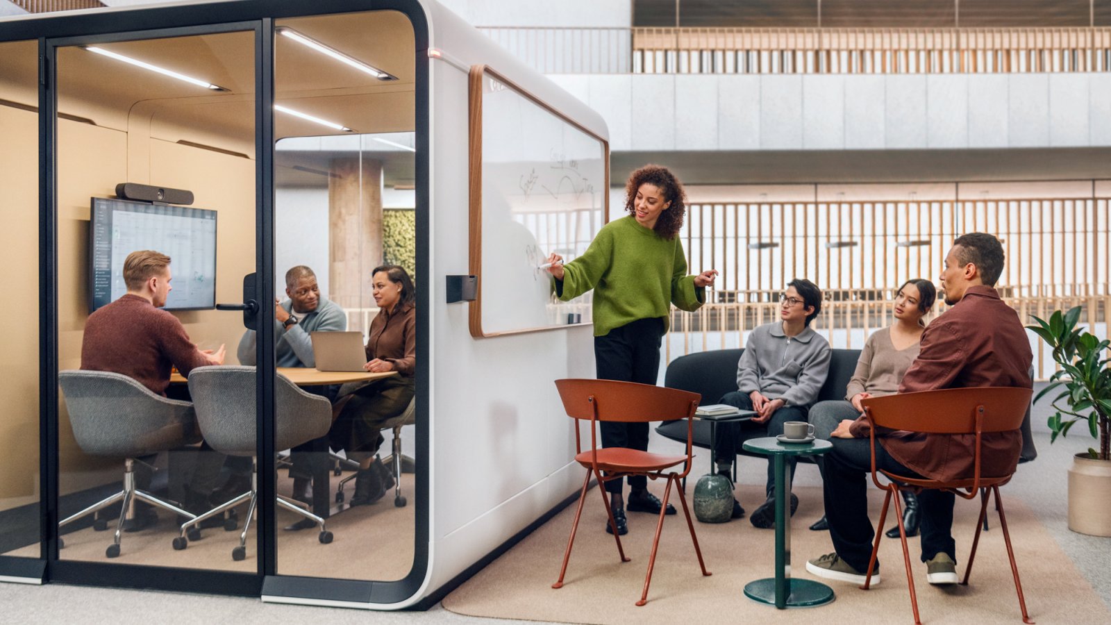Framery Six meeting room on a busy Indian office floor
