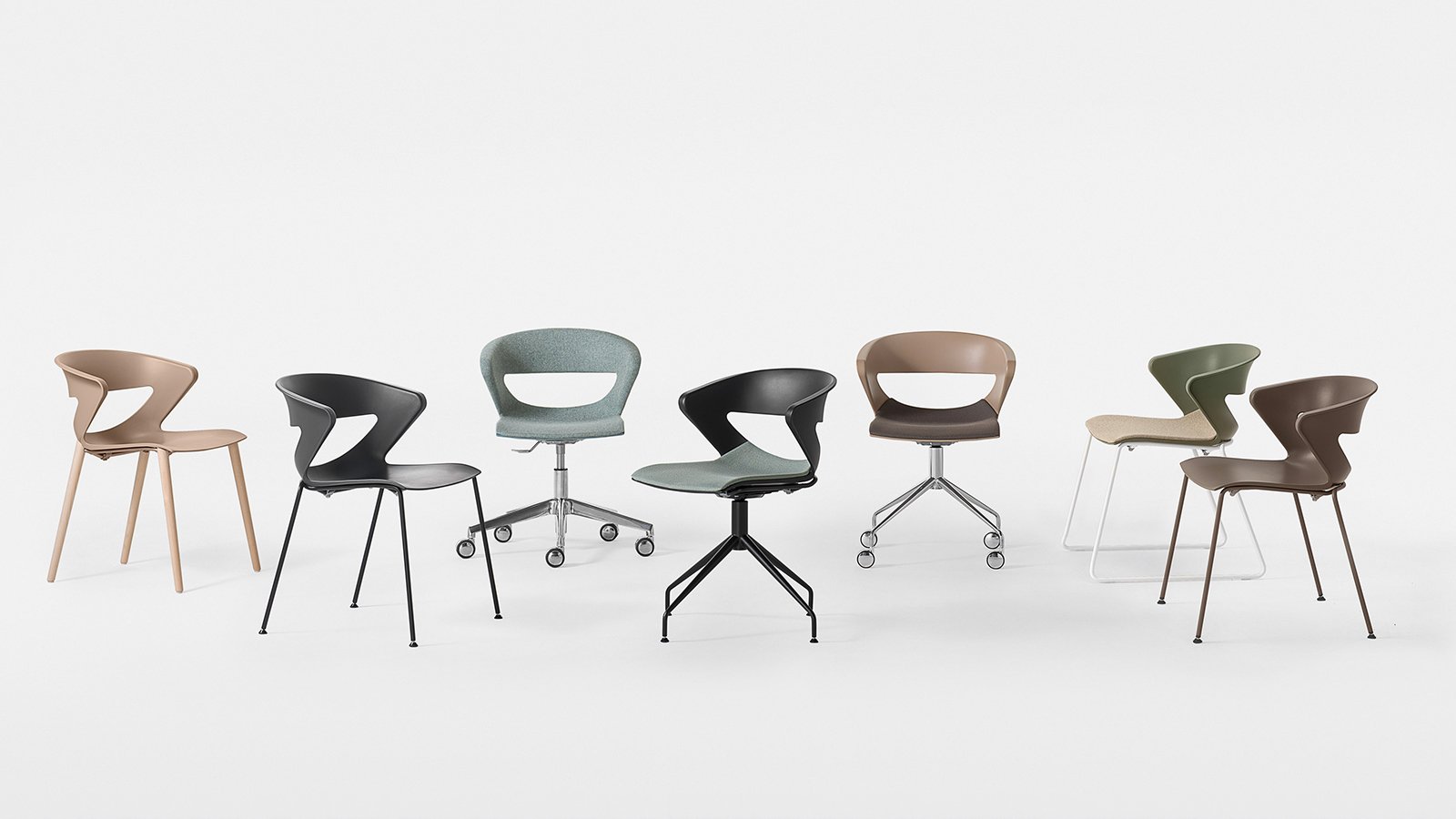 Conference room chairs from the Kicca range by Kastel around a rectangular meeting table