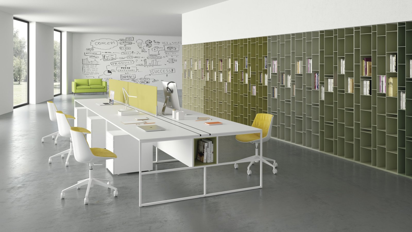 Workstation desks 20.Venti by MDF Italia with 20 by 20 mm steel frame