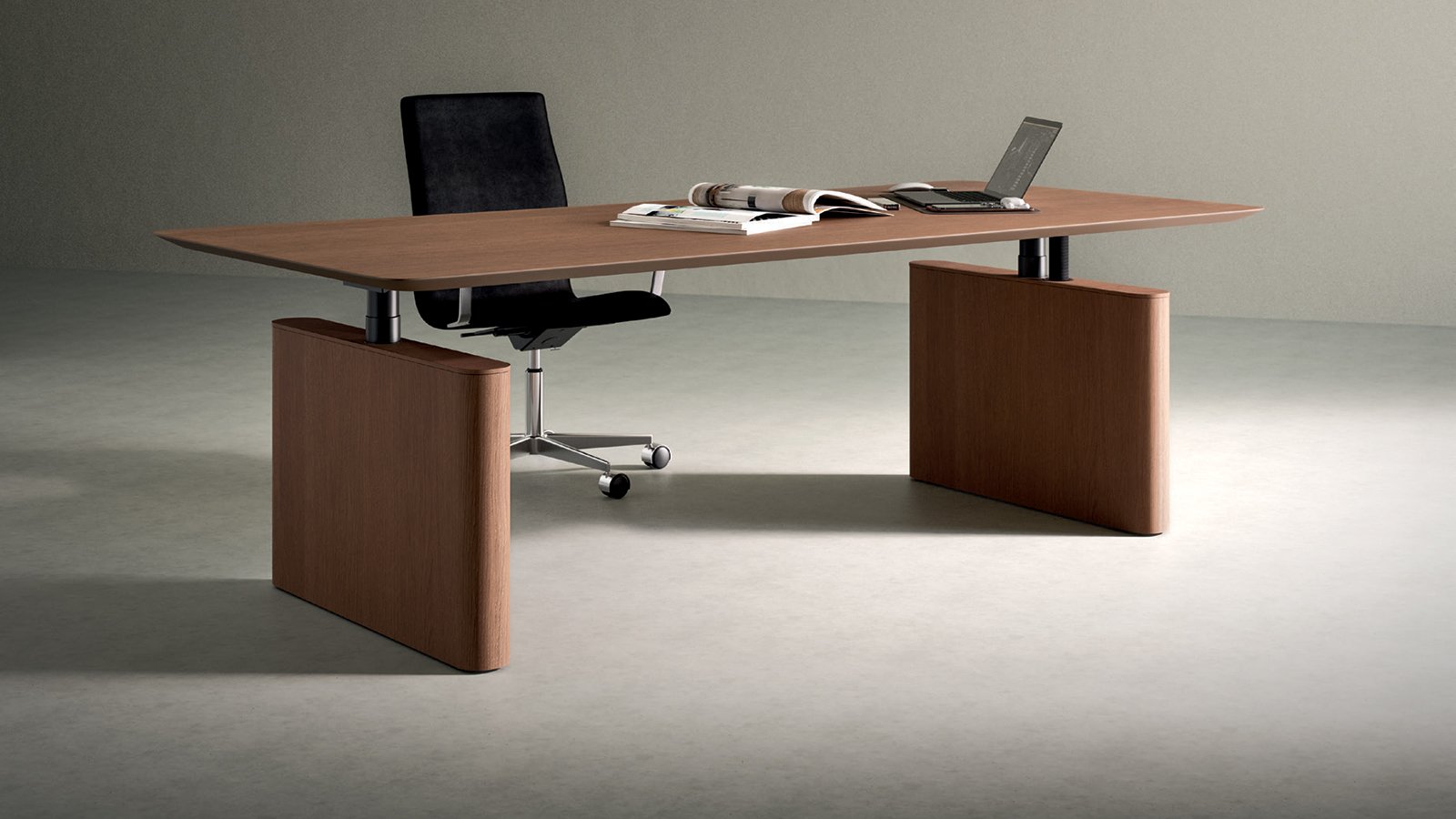 Otto bench by Martex with two facing workstations merged into one top