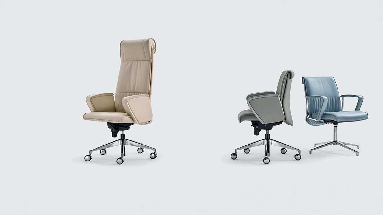 Boss chair Parlament by Ares Line with high back and headrest in an MD cabin