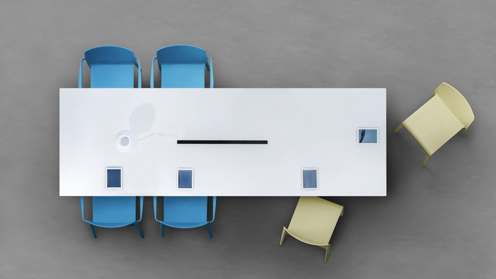 Arki-Table conference table by Pedrali with steel trestle legs in a meeting room