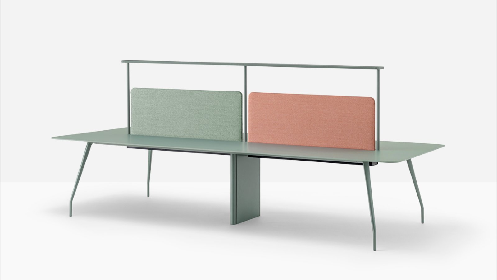 Office table Rizz by Pedrali with white solid laminate top and aluminium legs