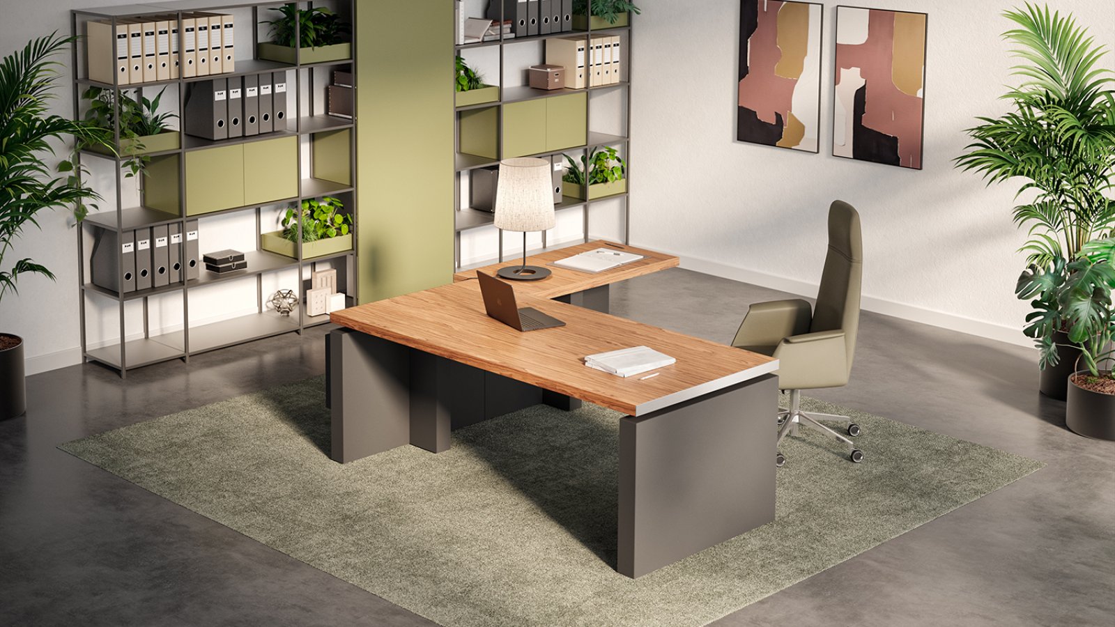 X12 executive table by Quadrifoglio with walnut veneer