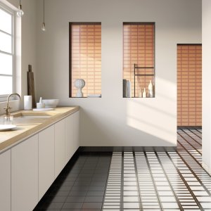 Hand-drawn Petals design, Mattonelle Margherita porcelain by Mutina
