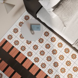 Hand-drawn Square Green design, Mattonelle Margherita porcelain by Mutina
