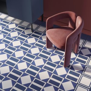 Square Blue tile from the Mattonelle Margherita range by Mutina
