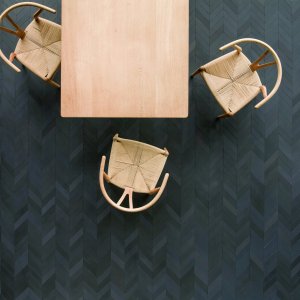 Reception wall highlighted in Mews Soot
