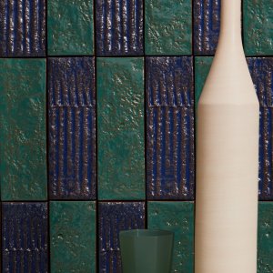 Chamotte glazed brick wall by Mutina in glossy colours