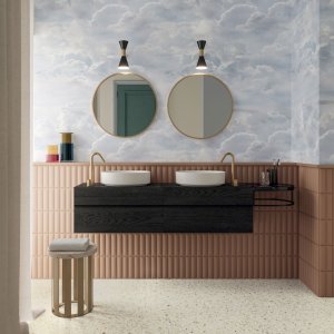 Paper41 Lux 60x120 cm glossy slab in a hotel lobby