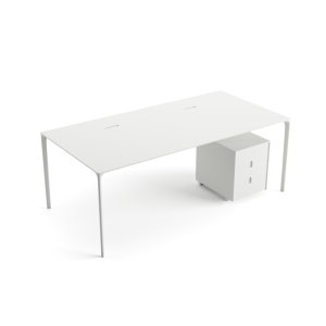 Nuur conference table by Arper with a white Fenix top in a boardroom