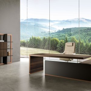 Bold58 Imperial desk with integrated pedestal for the MD cabin