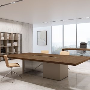 Bold58 sideboard with staggered elements and smoked glass doors