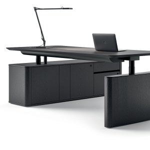Height-adjustable Otto desk by Martex beside a bench group