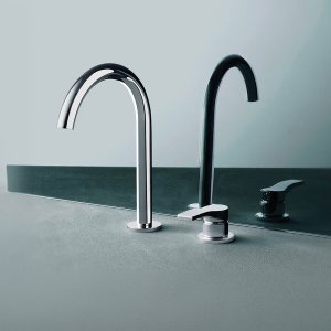 Fantini AL/23 side shower fixed on a grey shower wall