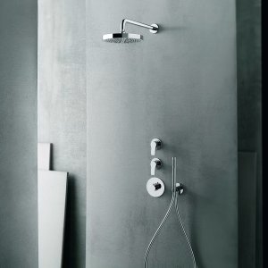 Concealed thermostatic mixer from the Fantini AL/23 range, matt black finish