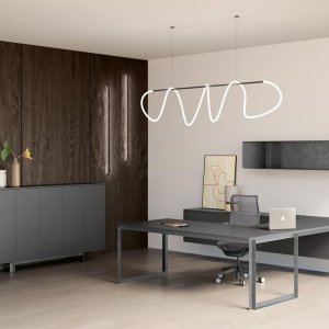 Ellan executive composition with side return and anthracite wall-hung cabinet