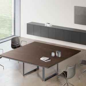 Modern office table with modesty panel and cable tray