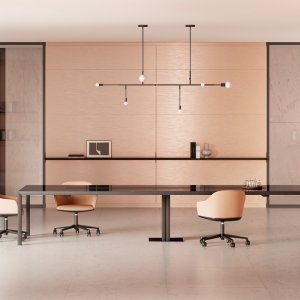 Meeting table 320 cm from the Fattore Alpha collection with central top access