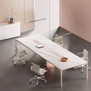 Square Fattore Alpha meeting table in walnut for eight