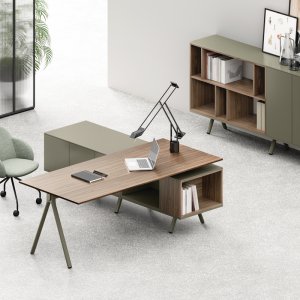 Upholstered bench in violet melange fabric set between Lay storage modules