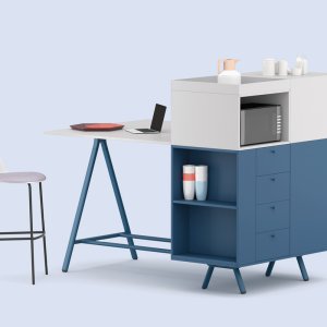 Side unit of 210 cm of the Lay director table with technical compartments