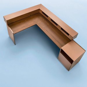 Toki by Archiutti, linear reception desk on a 240 cm worktop