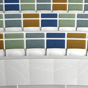 Stepped auditorium with Omnia Evolution integrated desks