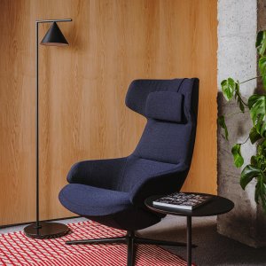 Fabric upholstered lounge chair