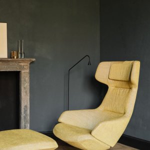 Leather upholstered lounge chair