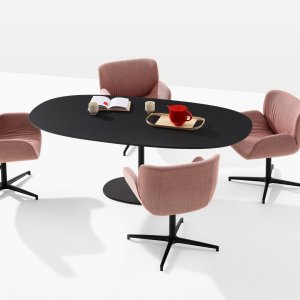 Lounge chair on a four-star base with glides