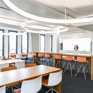 Campus reception furnished with Catifa 53 seating and bench