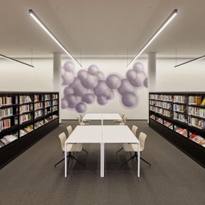 Office version of the Nuur table with two cable openings